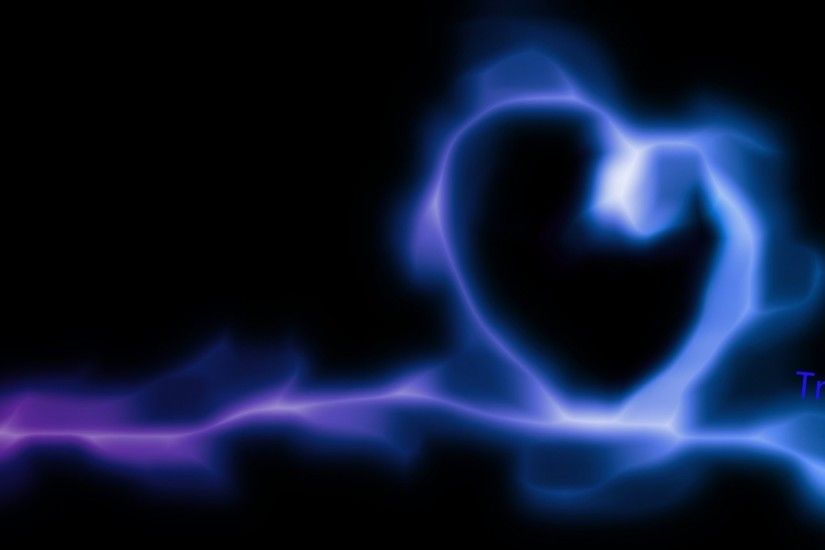 2048x1152 Wallpaper heart, blue, neon, glow