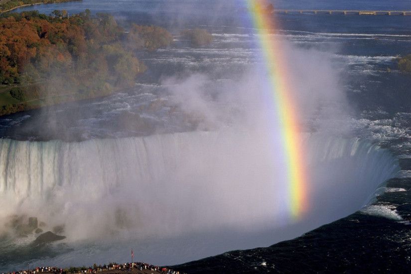 2560x1600 Wallpaper niagara falls, canada, rainbow, tourists, evaporation