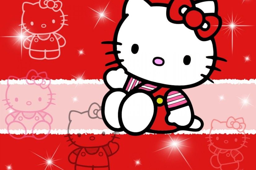 Hello Red Kitty Background Wallpaper