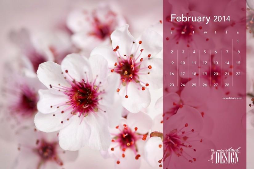 Free inspiring February desktop calendar from missdetails.com