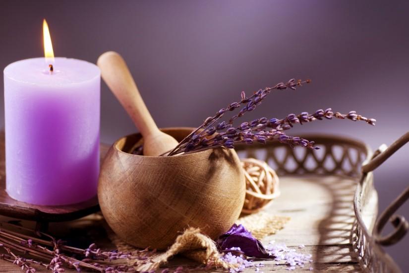 Preview wallpaper lavender, candle, mortar, cup, aromatherapy 1920x1080