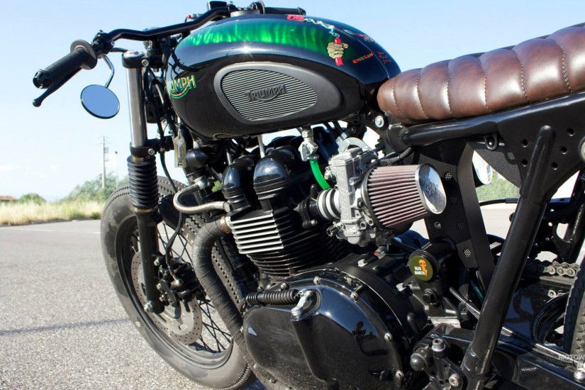 Wallpapers custom motorcycle Iron Pirate Garage Brat Vintage Race Triumph  Bonneville ...