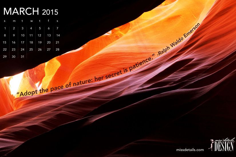 March 2015 free desktop wallpaper from missdetails.com - Ralph Waldo  Emerson Quote
