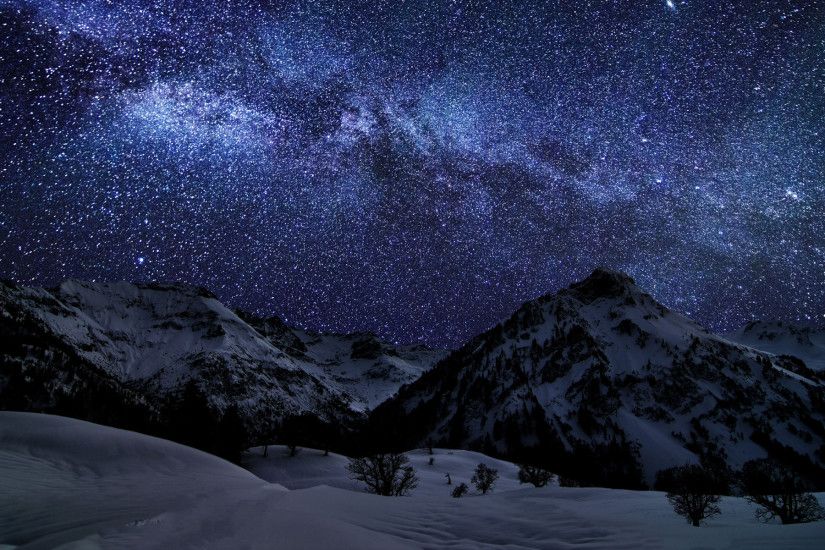 Preview wallpaper winter, sky, stars, nature, night 1920x1200