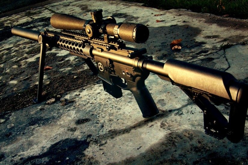 m4 sniper rifle weapon sunset