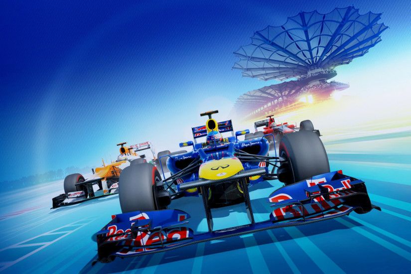 Preview wallpaper f1 2012, race cars, red bull, stadium, race, track