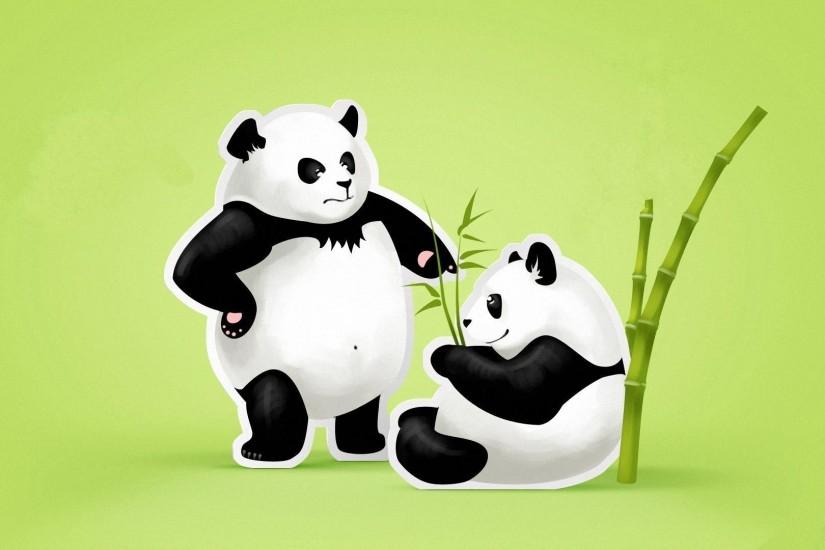 1920x1080 Wallpaper panda, couple, threat, quarrel, green, black, white