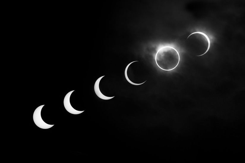 Solar eclipse black and white desktop wallpaper