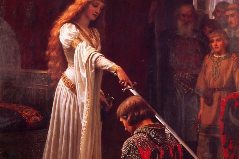 edmund blair leighton english painter romanticism pre-raphaelite middle  ages accolade picture castle ritual queen