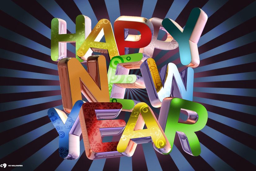 happy new year colorful 3d letters text holiday