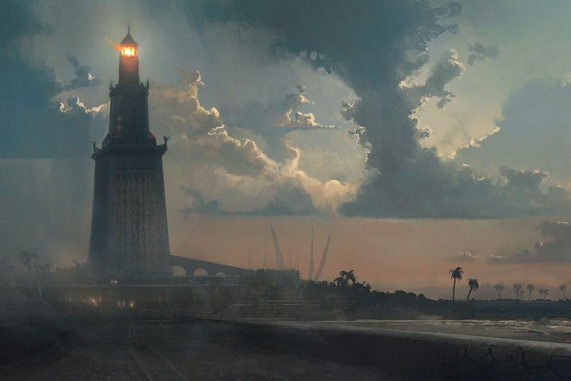 Tags: Anime, Assassin's Creed: Origins, Lighthouse, Official Art, Wallpaper