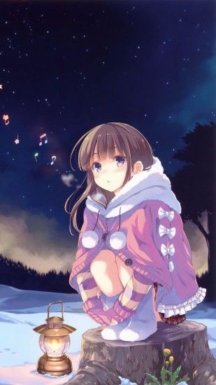 Animated wallpaper Android Anime girl 1080x1920 girl-in-the-winter-night-
