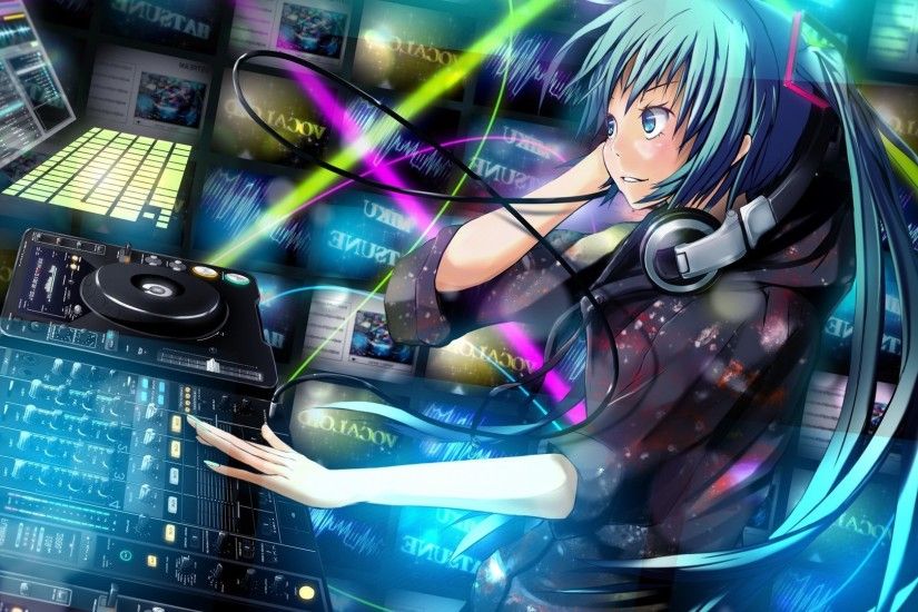 anime, Hatsune Miku, Vocaloid, Anime Girls, DJ, Mixing Consoles Wallpapers  HD / Desktop and Mobile Backgrounds