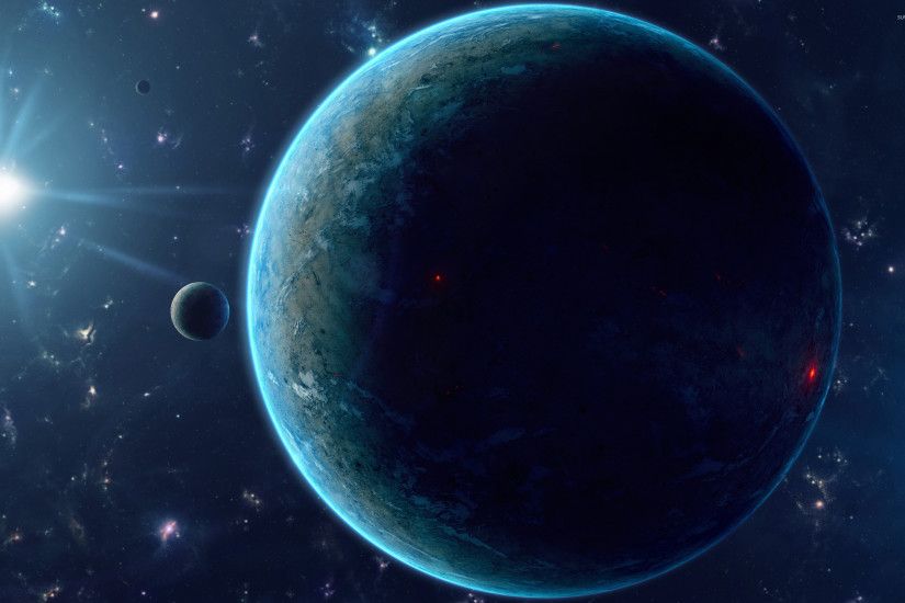 Red and blue planet wallpaper