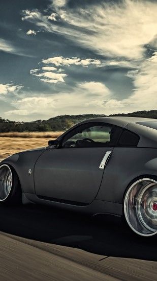 Preview wallpaper nissan, 350z, stance, movement, speed, side view 1440x2560