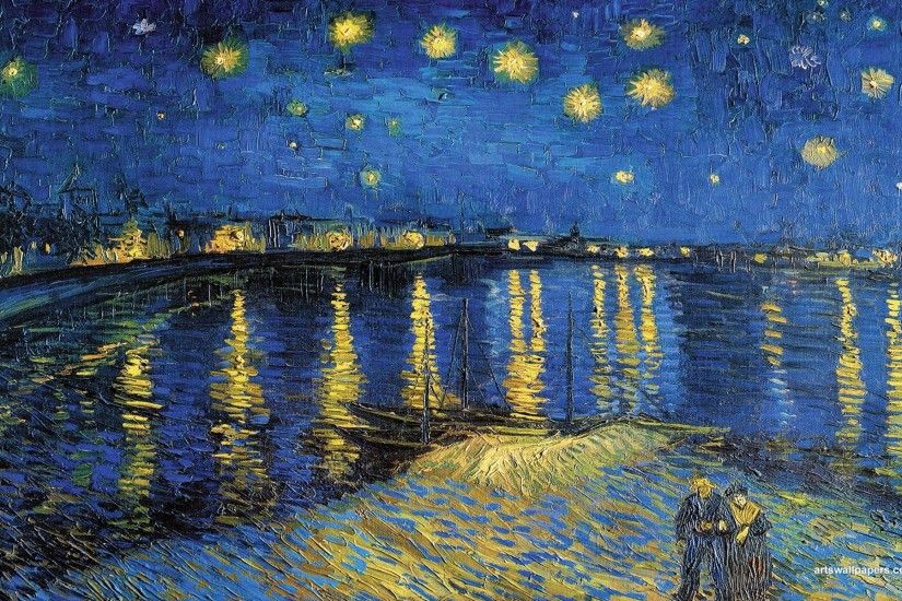 Starry Night over the Rhone Wallpaper, Vincent van Gogh Art ..