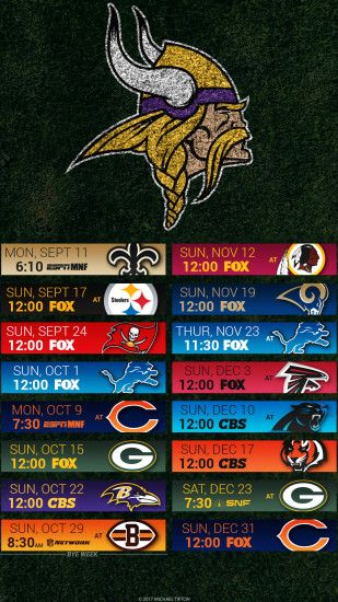 Minnesota Vikings 2017 schedule turf logo wallpaper free iphone 5, 6, 7, ...