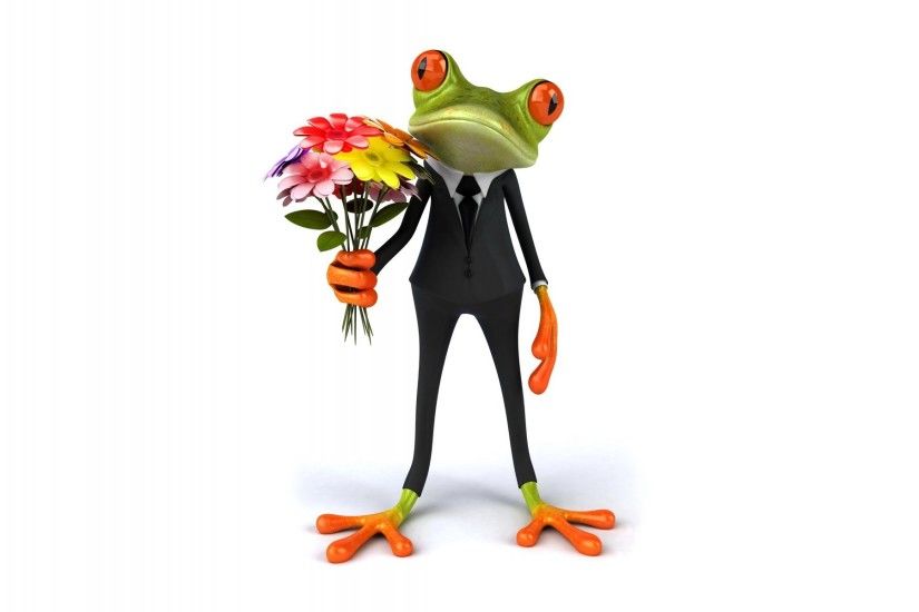 frog 3d funny flowers elegant frog
