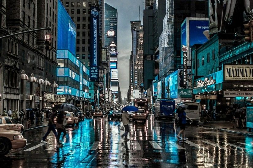 Rainy day in New York City wallpaper