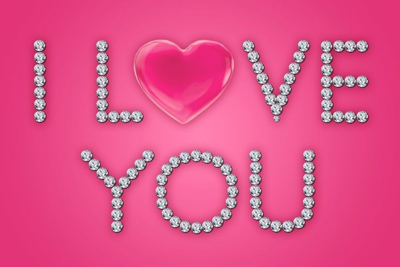 I Love You Diamonds Pink Heart wallpapers and stock photos