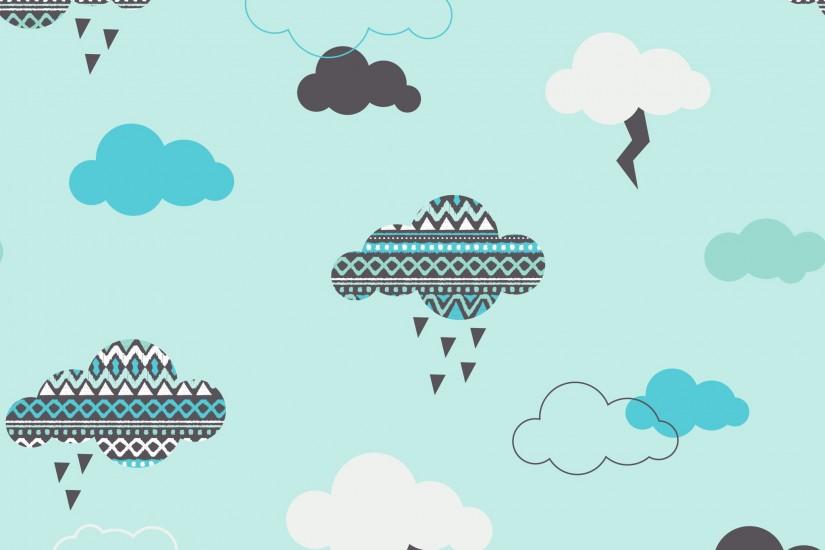 Aztec Clouds-Aqua Background
