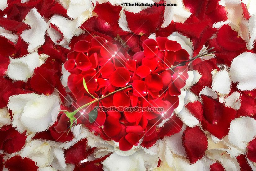 Valentine's Day background themed on love showing a heart made of rose  petals