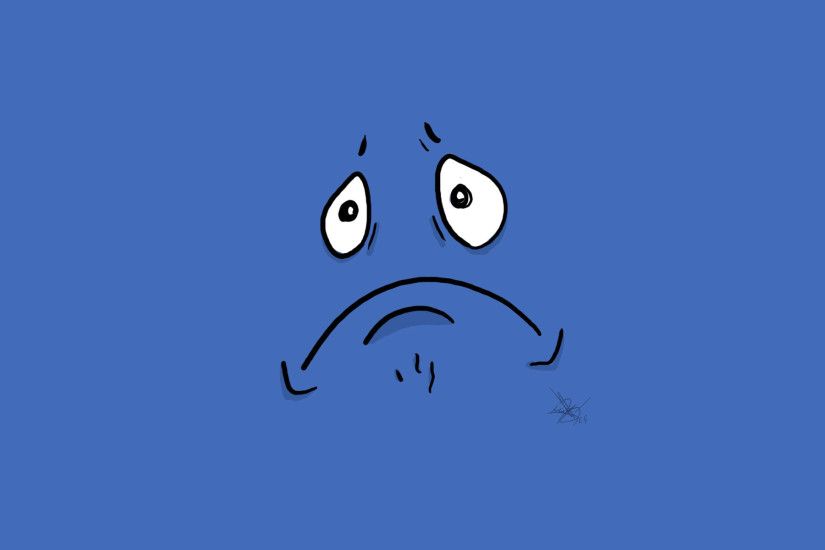 Cute Sad Face Wallpaper with Blue Background