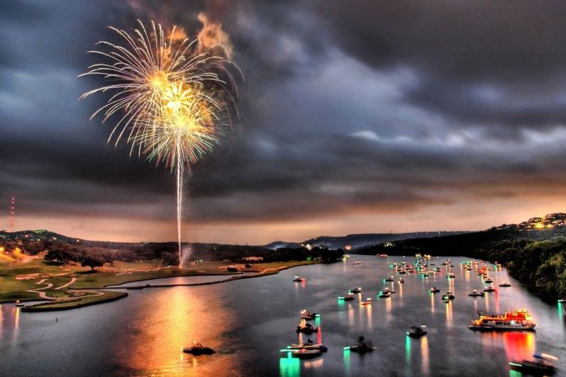 July 4 Fireworks Over Lake Austin Texas