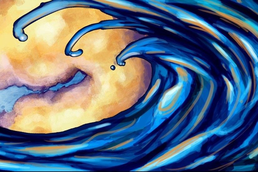wallpaper.wiki-Blue-Ocean-Waves-Artsy-Wallpaper-for-