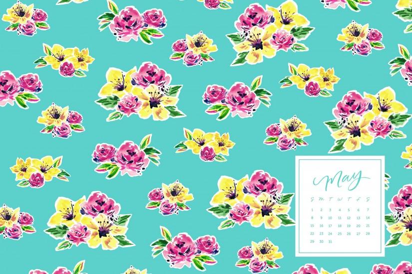 click here to download Aqua Floral Calendar desktop