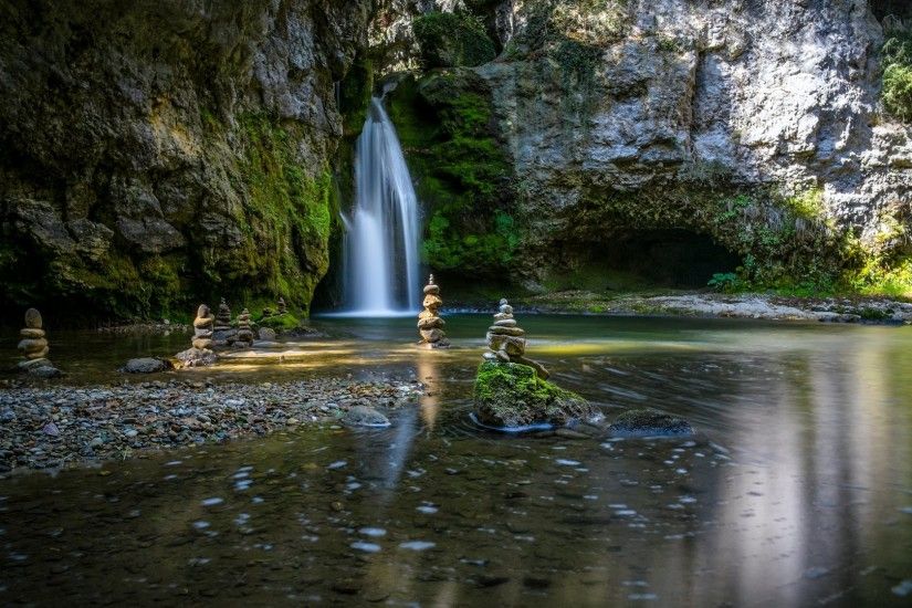 4K HD Wallpaper: Zen Garden Waterfalls