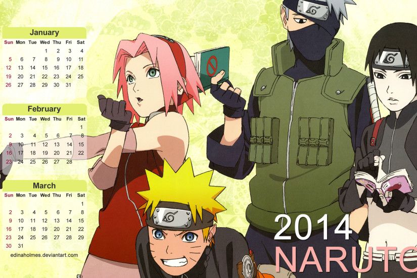 ... First Quarter Calendar Wallpaper 2014 - Naruto by edinaholmes