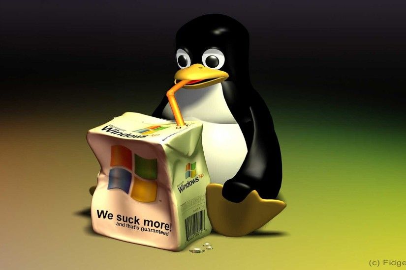Linux Penguin Windows XP 3D Wallpaper