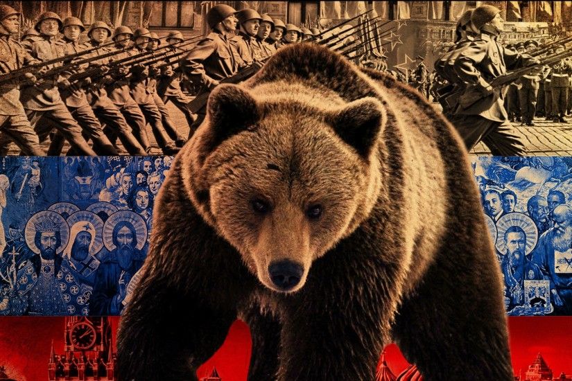 3840x2160 Wallpaper bear, symbol, flag, russia