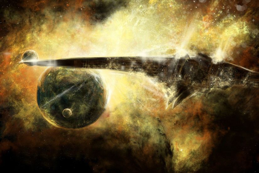Battleship in space Widescreen Wallpaper - #22135