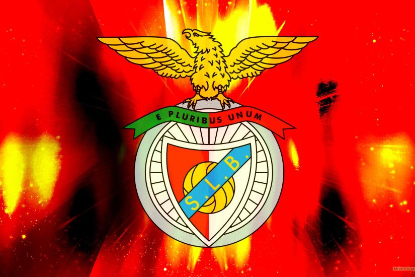 Red abstract wallpaper with S.L. Benfica logo.