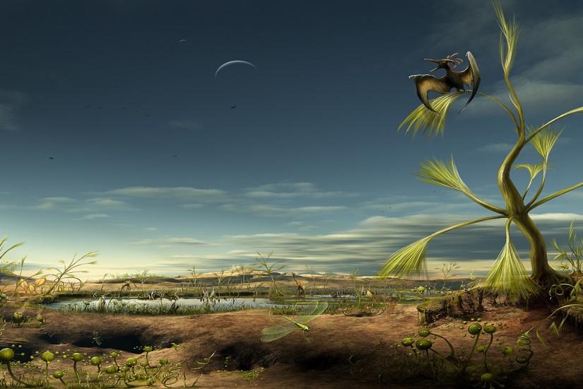CGI - Landscape Pterodactyl Prehistoric Dinosaur Wallpaper