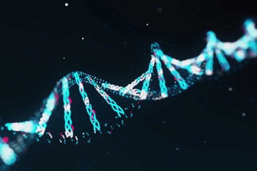 Computer animated blue DNA molecule in double helix shape spinning against  black background Motion Background - VideoBlocks