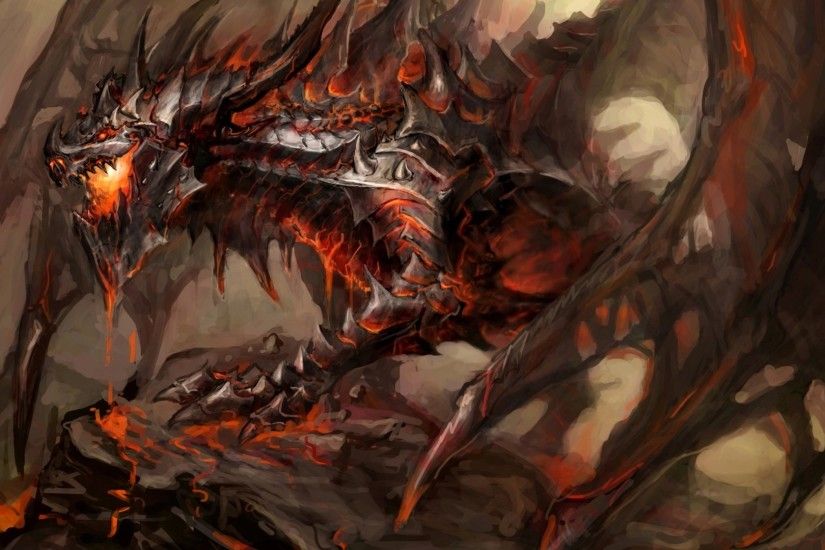 Video Game - World Of Warcraft Dark Fantasy Dragon Deathwing (World Of  Warcraft) Wallpaper