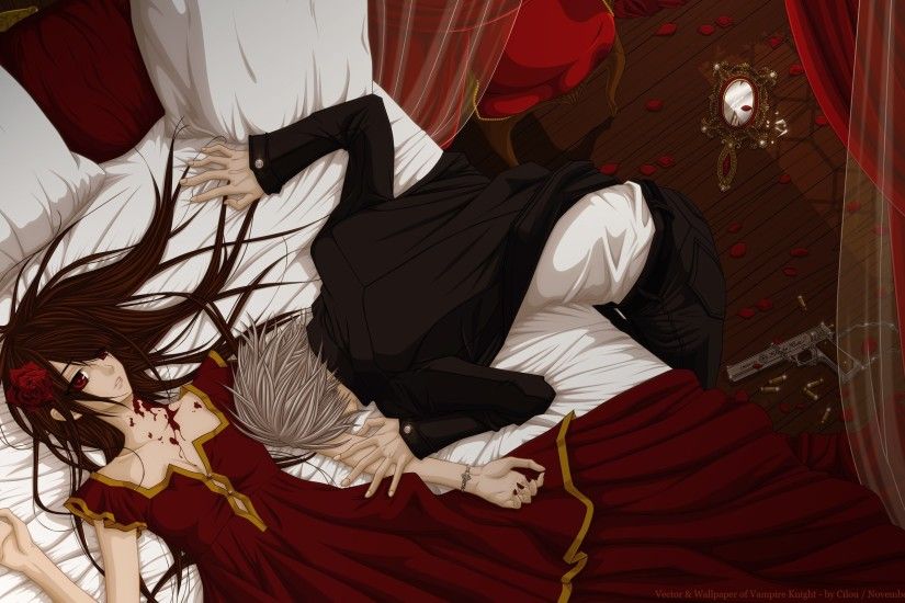 Bed blood dress kiryu zero male matsuri hino petals vampire vampire knight  weapon yuuki cross wallpaper | 2560x1600 | 561416 | WallpaperUP