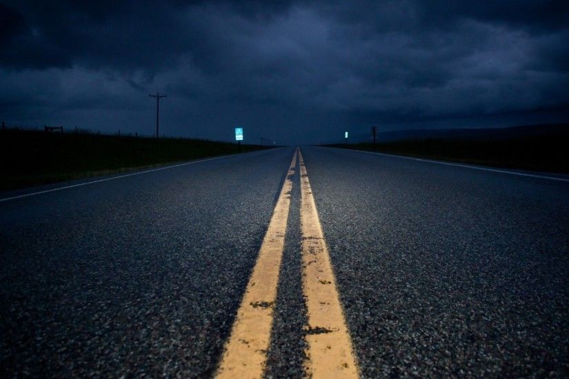 Lonely Highway At Night