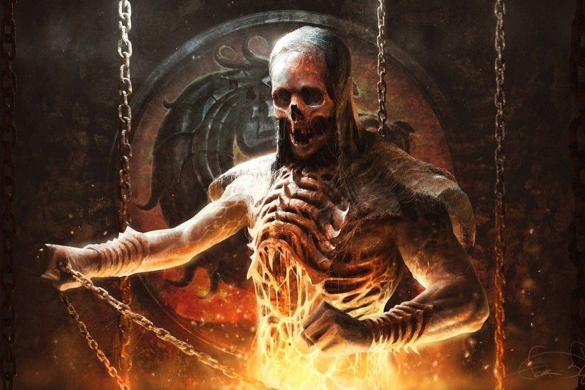 Wallpaper Mortal kombat, Scorpion, Skeleton, Circuit, Fire HD, Picture,  Image