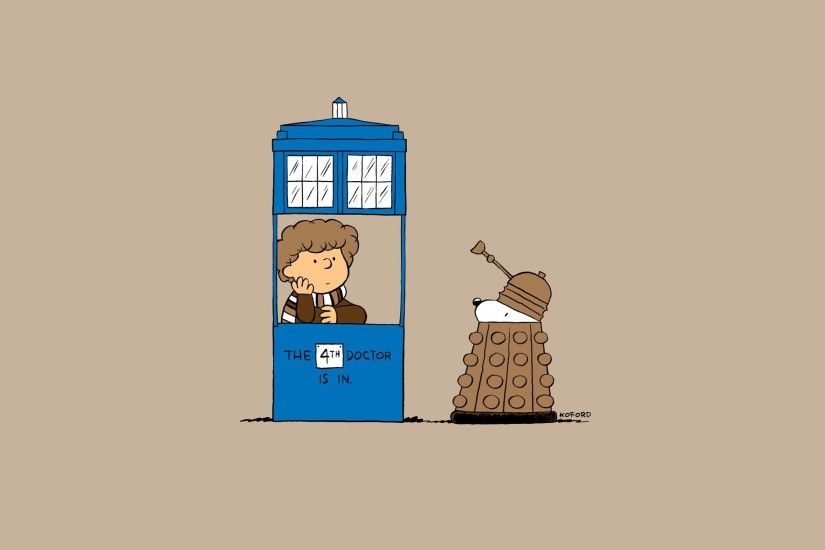 Tardis dalek fourth doctor doctor who peanuts (comic strip) wallpaper