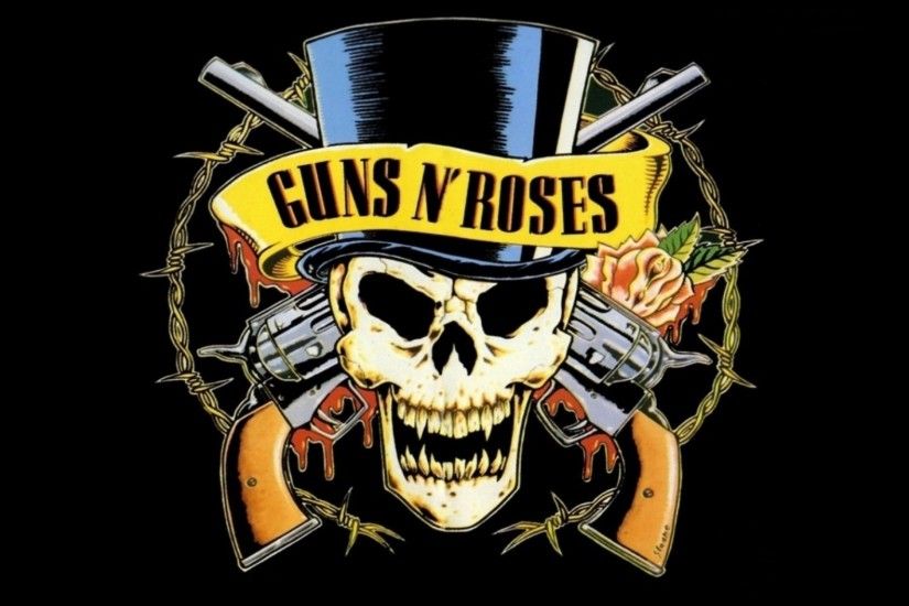 Preview wallpaper guns n roses, revolvers, skull, cylinder, rose 3840x2160