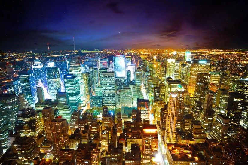 New York City Skyline at Night HD Wallpaper