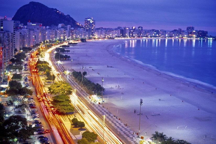 Rio De Janeiro Beach At Night