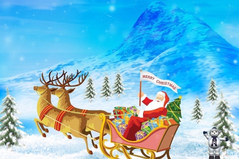 2048x2048 Wallpaper santa claus, new year, christmas, presents, reindeer