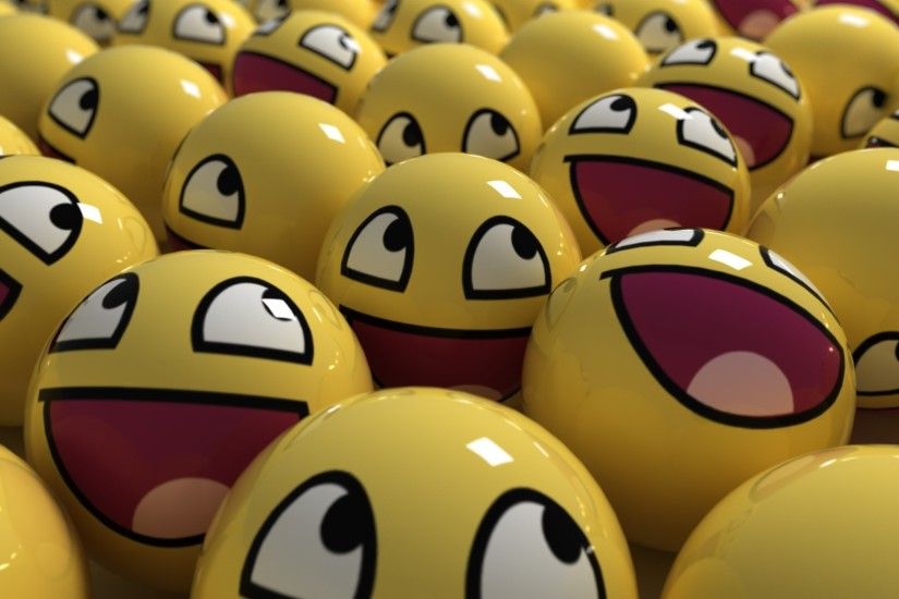 3D view, balls, smiley face, Awesome Face - related desktop wallpaper ...