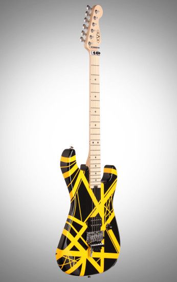 ... EVH Eddie Van Halen Striped Series Electric Guitar, Black and Yellow,  Body Left Front ...