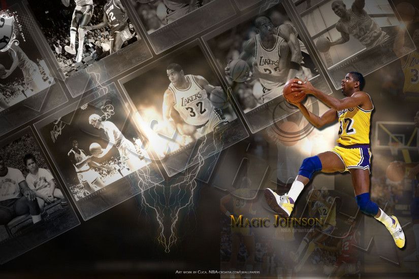 Magic Johnson LA Lakers Widescreen Wallpaper